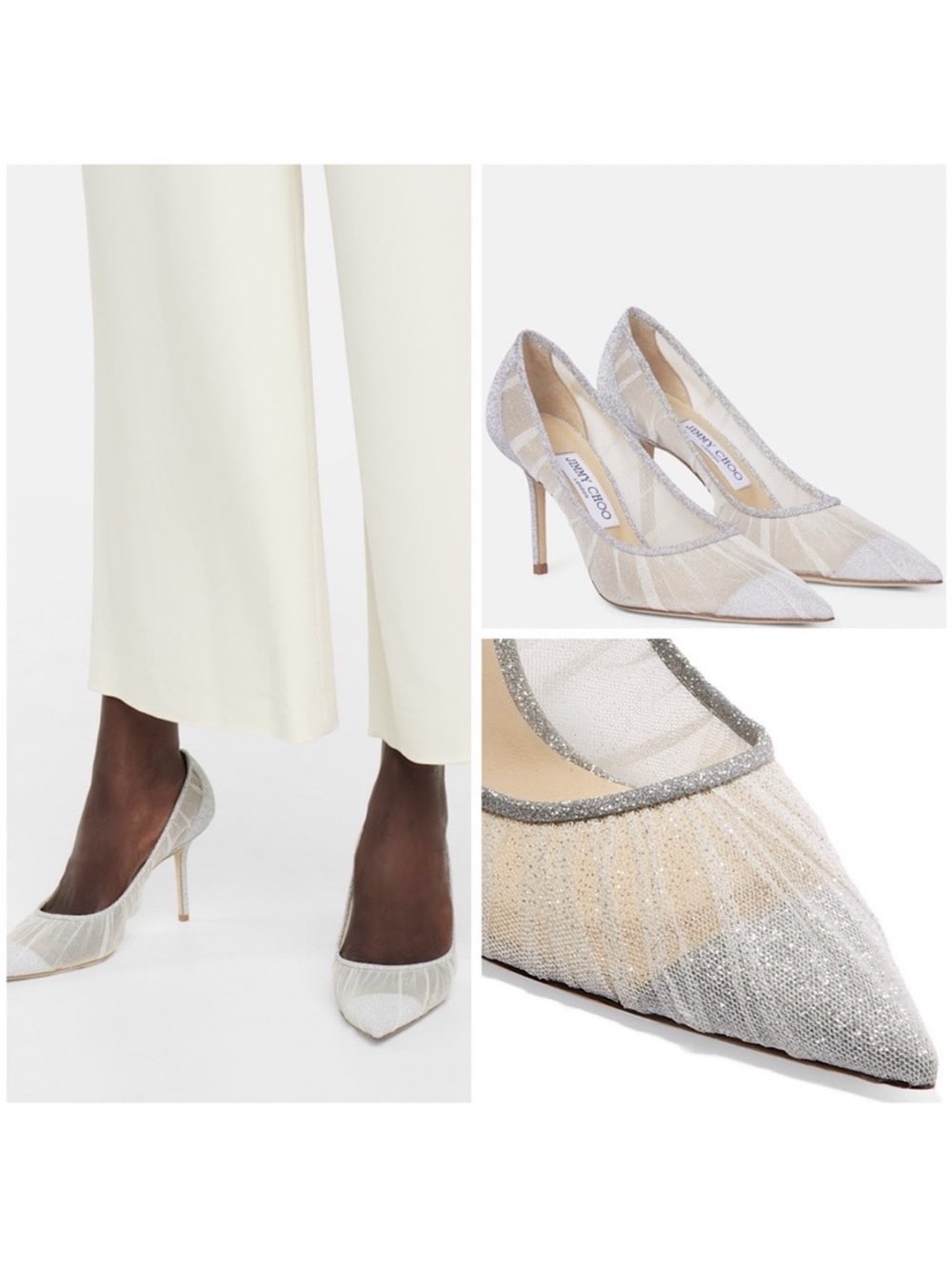 JIMMY CHOO Love 85 glitter-tulle pumps $995 39